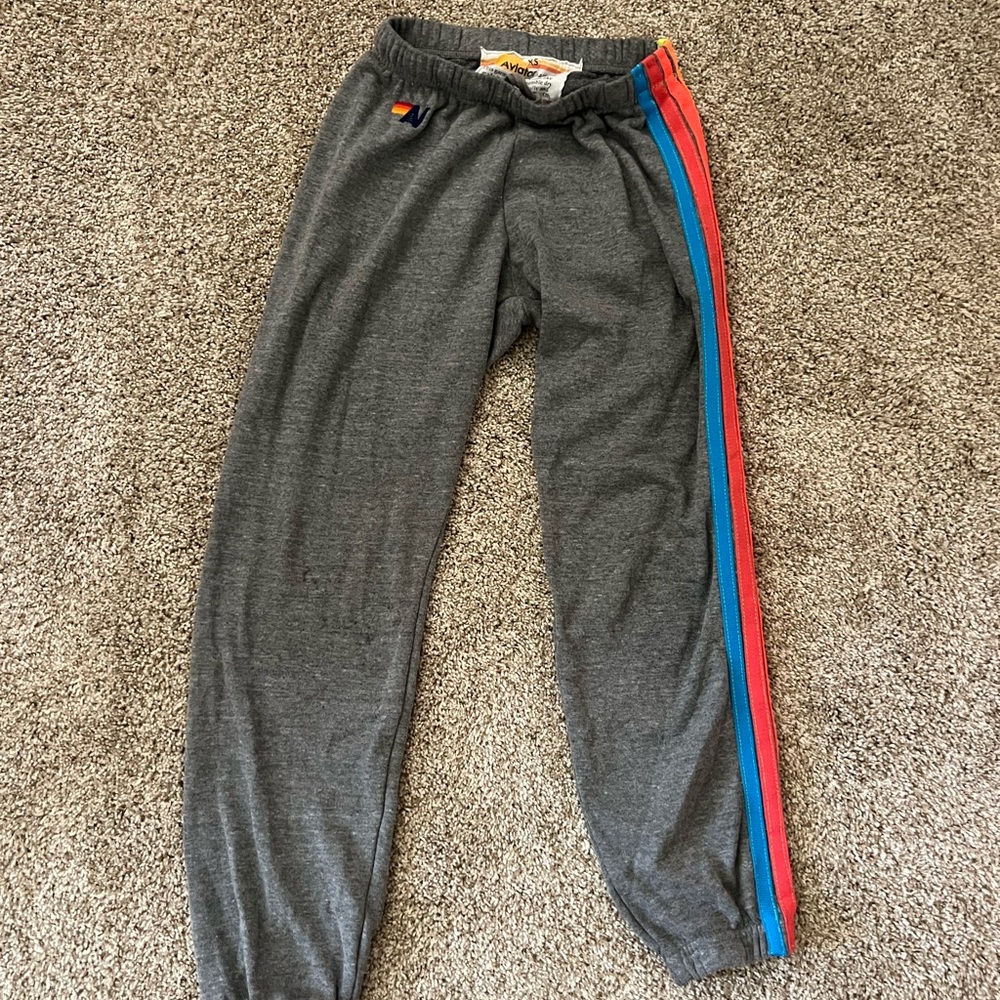 Aviator Nation Charcoal Joggers with Colorful Stripes